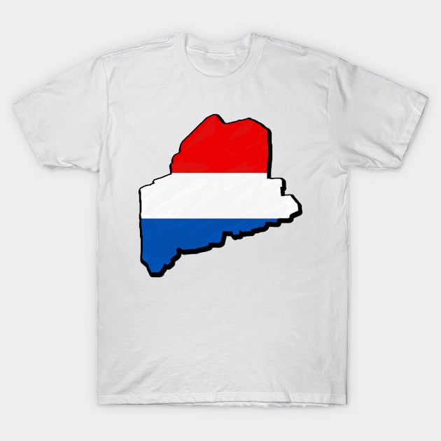 Red, White, and Blue Maine Outline T-Shirt by Mookle